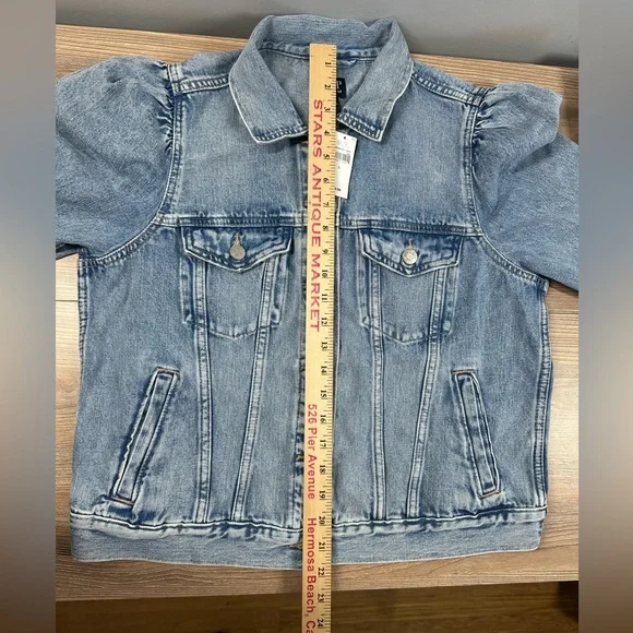 GAP Puff Sleeve Icon Denim Jean Jacket Indigo Blue - Picture 13 of 15